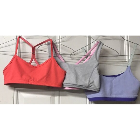 LOT Of 3 Ivivva by Lululemon Sports Bras size 12 Youth Girls; 1 Is Reversible!! - Picture 1 of 15